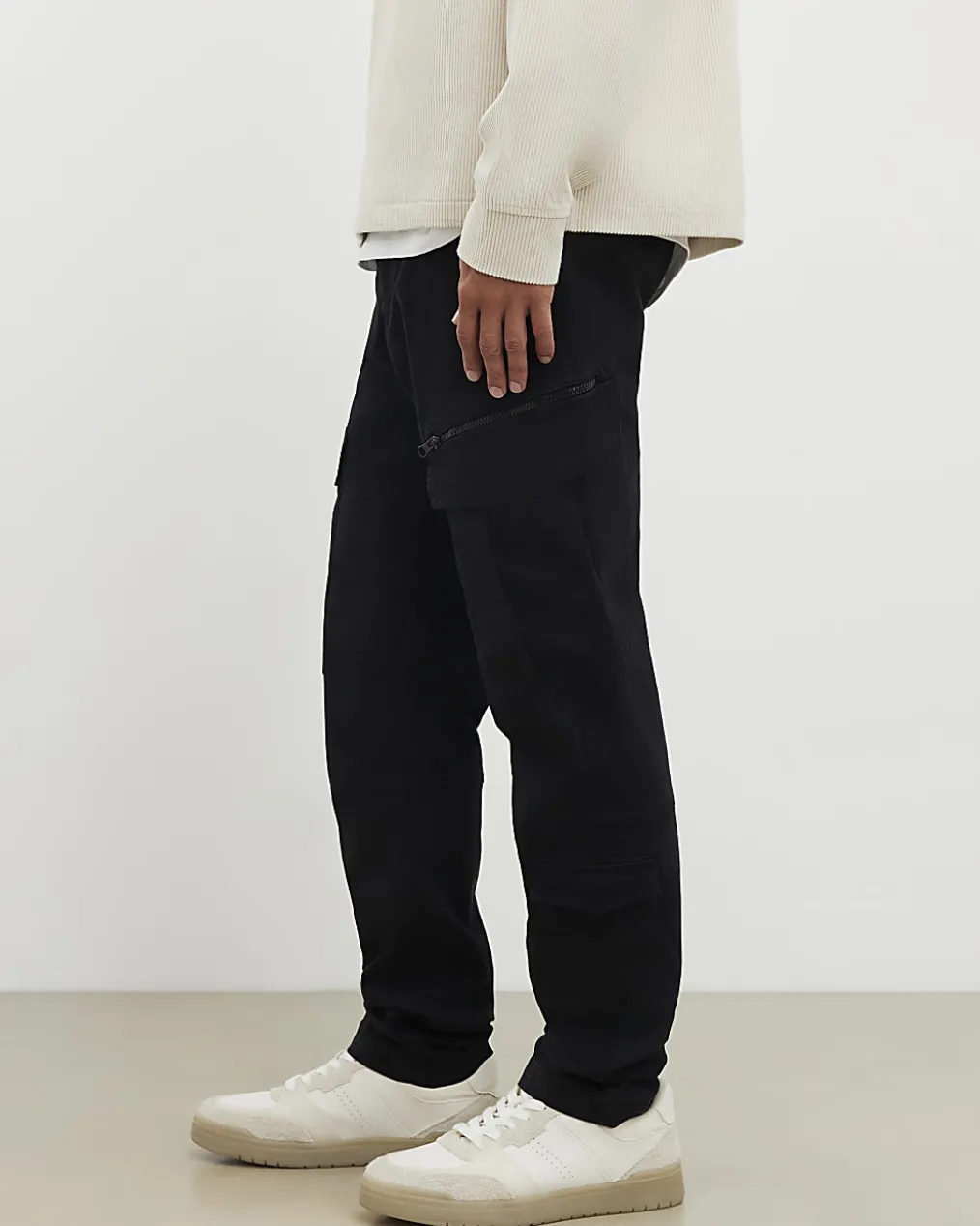 Black Skinny Fit Multi-Pocket Cargo Trousers