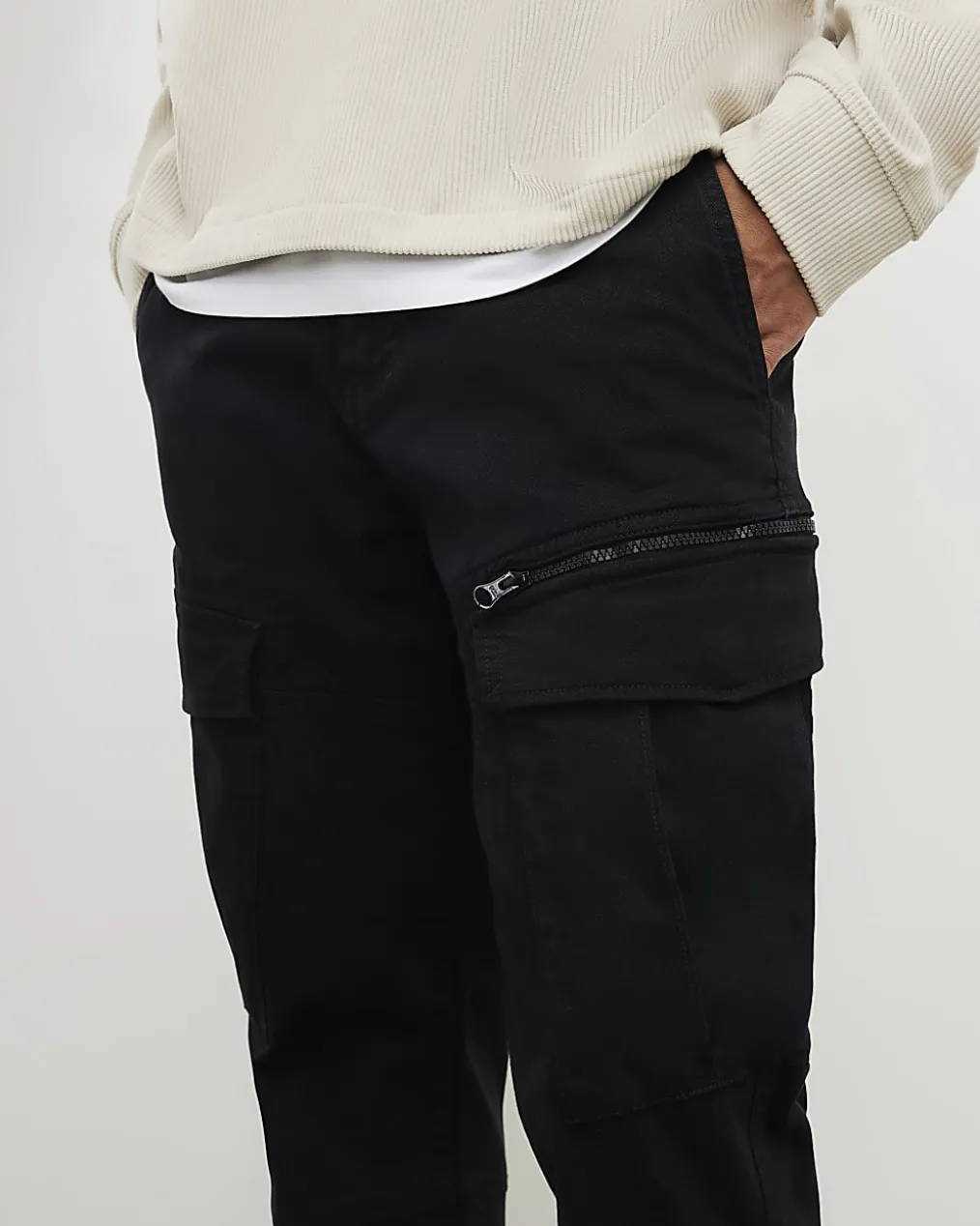 Black Skinny Fit Multi-Pocket Cargo Trousers
