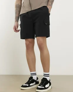Black Skinny Fit Stretch Cargo Shorts