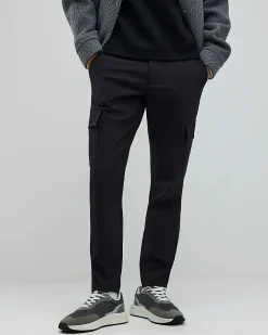Black Skinny Stretch Smart Cargo Trousers