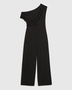 Black Sleeveless Asymmetric Drape Jumpsuit