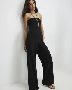 Black Sleeveless Bandeau Jumpsuit