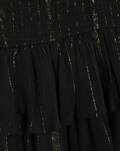 Black Sleeveless Shirred Mini Beach Dress