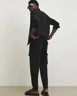 Black Slim Fit Cargo Trousers