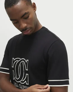 Black Slim Fit Casa Carta Pique T-Shirt