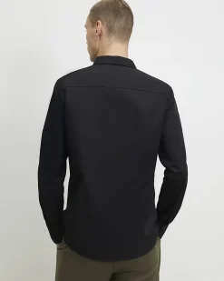 Black Slim Fit Cotton Blend Shirt