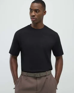 Black Slim Fit Cotton Crew Neck T-Shirt