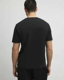 Black Slim Fit Cotton Textured T-Shirt