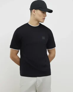 Black Slim Fit Interlock Cotton T-Shirt