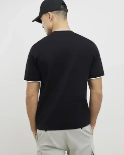 Black Slim Fit Interlock Cotton T-Shirt