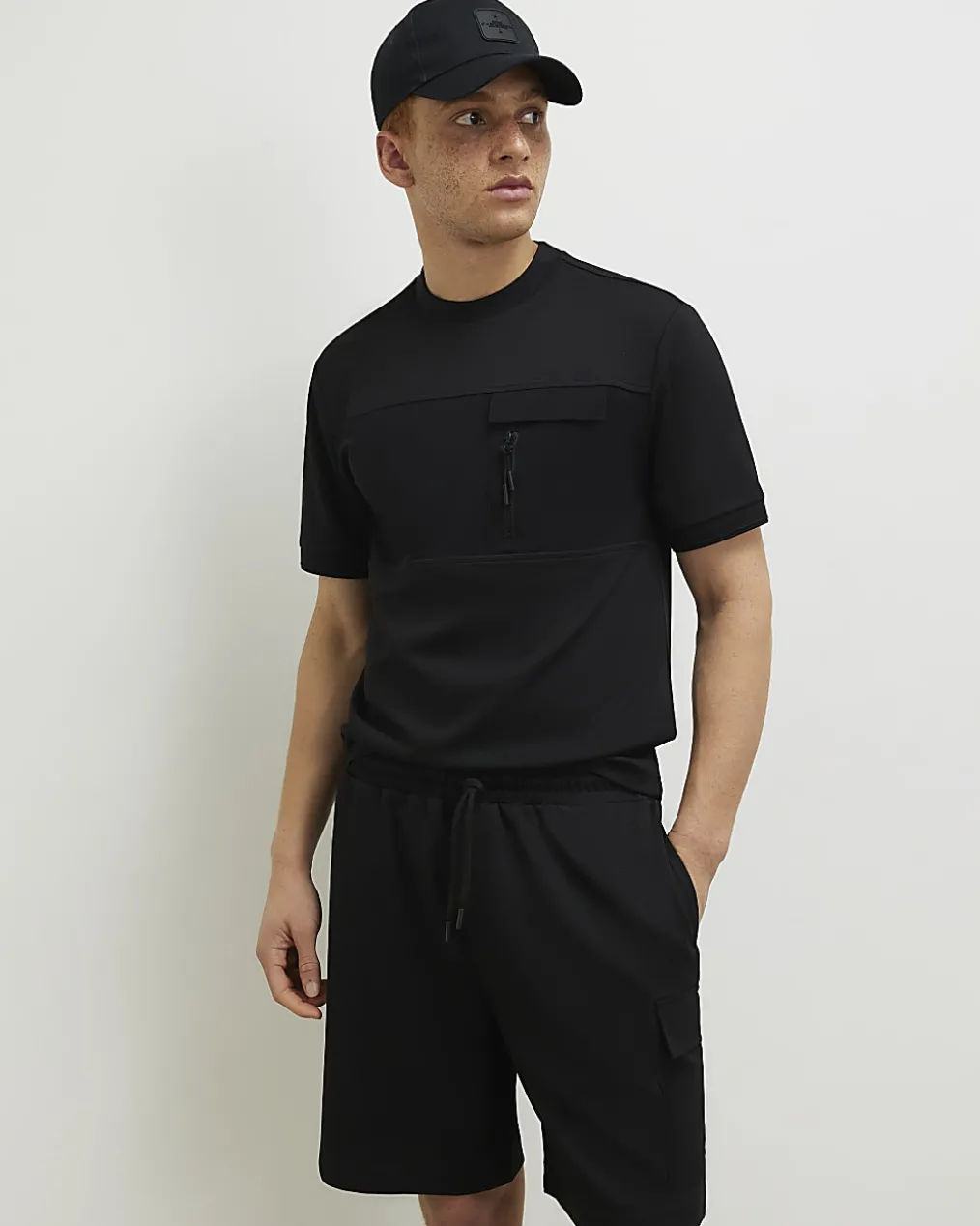 Black Slim Fit Nylon Pocket T-shirt