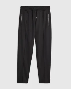 Black Slim Fit Pique Pintuck Joggers