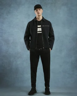 Black Slim Fit Pique Pintuck Joggers