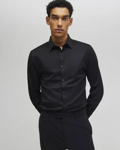 Black Slim Fit Premium Cotton Blend Shirt