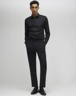 Black Slim Fit Premium Cotton Blend Shirt
