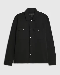 Black Slim Fit Premium Collared Overshirt