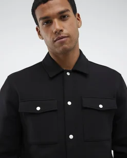 Black Slim Fit Premium Collared Overshirt