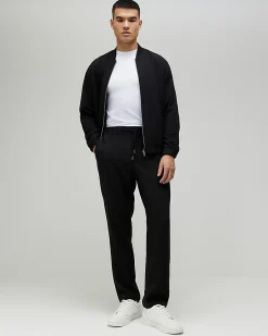Black Slim Fit Stretch Bomber Jacket