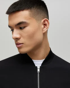 Black Slim Fit Stretch Bomber Jacket