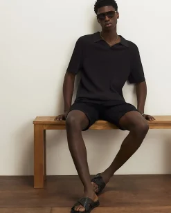 Black Slim Fit Stretch Denim Shorts