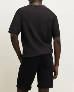 Black Slim Fit Stretch Denim Shorts