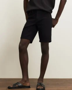Black Slim Fit Stretch Denim Shorts