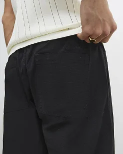 Black Slim Fit Stretch Textured Joggers