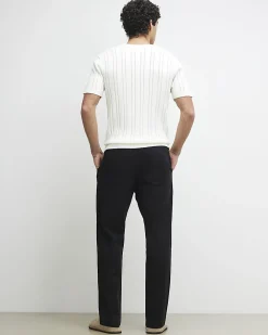 Black Slim Fit Stretch Textured Joggers