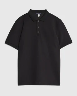 Black Slim Fit Textured Polo Shirt