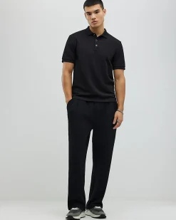 Black Slim Fit Textured Polo Shirt