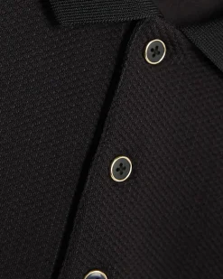 Black Slim Fit Textured Polo Shirt