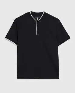 Black Slim Fit Tipped Baseball Shirt