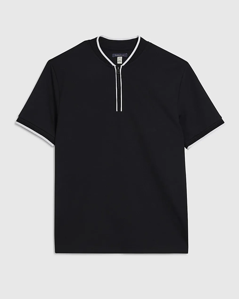 Black Slim Fit Tipped Baseball Shirt