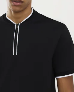 Black Slim Fit Tipped Baseball Shirt