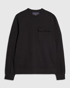 Black Slim Fit Waffle Pocket Sweatshirt