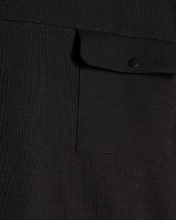 Black Slim Fit Waffle Pocket Sweatshirt