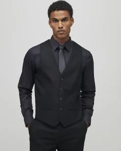 Black slim fit waistcoat