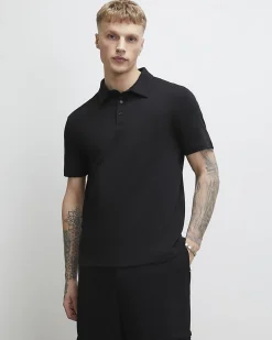 Black Slim Short Sleeve Essential Polo Shirt