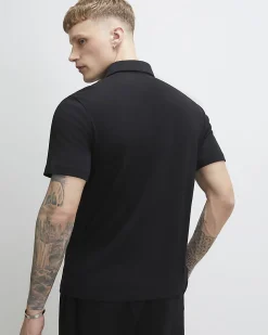 Black Slim Short Sleeve Essential Polo Shirt