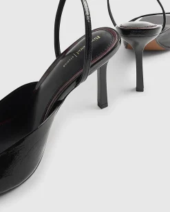 Black Square Toe Heeled Sandals