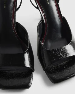 Black Square Toe Heeled Sandals