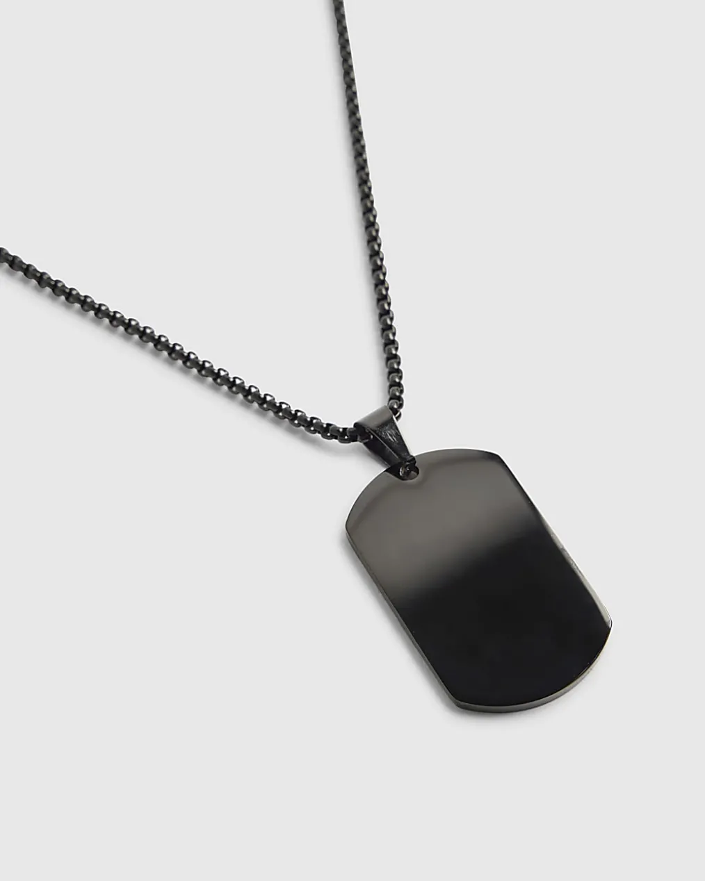 Black Steel Black Tag Necklace