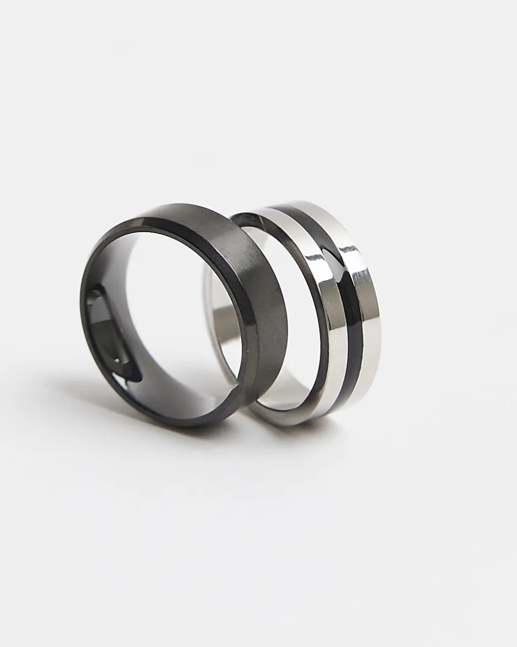 Black Steel Rings Pack Of 2