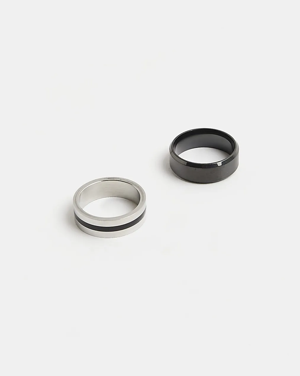 Black Steel Rings Pack Of 2