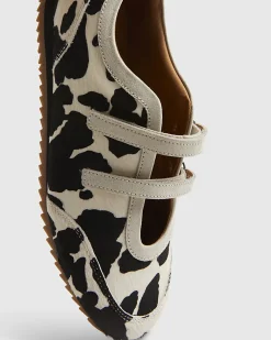 Black Strap Cow Sneakerina Ballet Trainers