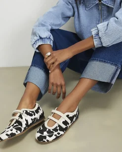 Black Strap Cow Sneakerina Ballet Trainers