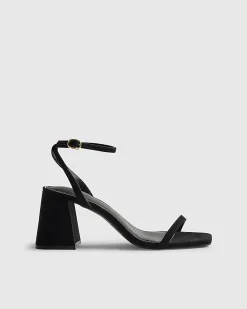 Black Strappy Block Heel Sandals
