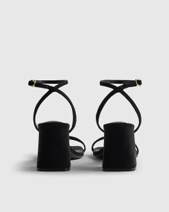Black Strappy Block Heel Sandals