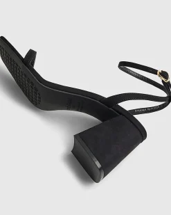 Black Strappy Block Heel Sandals