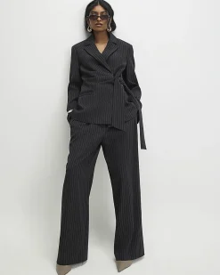 Black Stripe Wide Leg Trousers